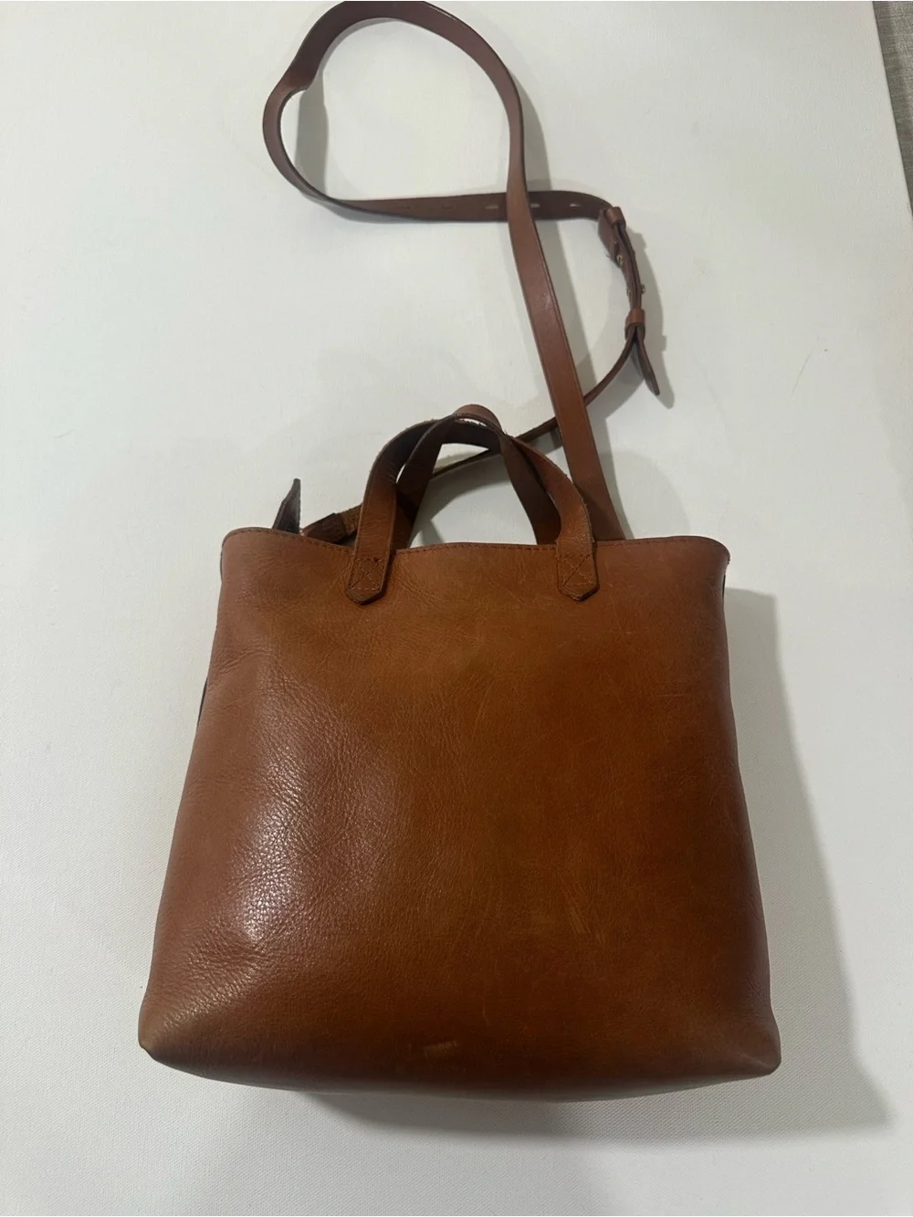 Madewell Medium Transport Tote Crossbody Bag English Saddle Leather